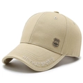 Gorra de béisbol de algodón beige con bordado HEYHAT SPORTS y parche de escudo - Ajustable / Caqui