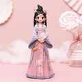 Cute ancient girl figurine wearing a pink and blue Hanfu dress holding a round fan - 808-2 Large Purple Dress with Fan