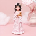 Pink resin girl figurine in traditional Hanfu holding a cat, creative home decor piece - 808-4 Medium Pink Dress with Cat