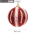 Pallina di Natale rossa 8cm con fiocchi di neve glitterati argento e gancio dorato - 8cm/pz/10g / Rosso