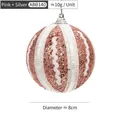Pallina di Natale rosa 8cm con finitura glitterata e motivi a fiocchi di neve bianchi - 8cm/pz/10g / Rosa