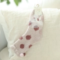 Calze da notte in pile corallo rosa con pois marroni e dettaglio fiocco a nastro - Taglia unica / Cachi