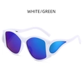 Futuristic white punk sunglasses with green gradient lenses and side decorative mirrors - White & Green