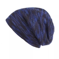 Berretto in maglia spessa blu scuro e nero per l'inverno con protezione per le orecchie - Taglia unica / Blu
