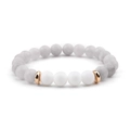 Detailed macro view of white marble beads with rose gold accents and matte white spheres - Marble Pattern/White & Grey
