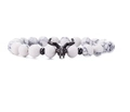 White turquoise beaded bracelet with black goat skull charm and black metal spacers - Single White Turquoise Bull Head (9# Imitation White Pine)