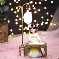 Cute ancient Chinese girl figurine night light with yellow Hanfu dress and lantern - 808-24 Lady Painting with Lantern