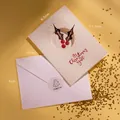 Nordic Christmas card set with 3D cutout holly design, white envelope and tree sticker - Design C (it's Christmas Y'ALL)