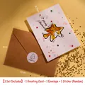 Weihnachtskarte mit 3D-Stern-Illustration, Kraftumschlag und goldenem Siegelsticker - Stil C (Stern)