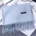 Light blue faux cashmere scarf with long tassels and soft luxury texture for winter - Light Blue