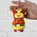 Red Chinese zodiac cow plush mascot toy wearing traditional Tang suit decoration - 11cm / Auspicious Ox