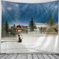 Tapisserie de Noël avec forêt de neige hivernale pour décoration murale intérieure - Forêt Enneigée Panneau de Noël