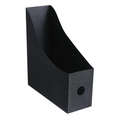 Vertical black file holder with Saffiano texture and metal pull ring for office storage - Black