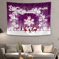 Purple Christmas tapestry with Merry Christmas text and dancing Santa Claus on living room wall - Purple Dancing Santa