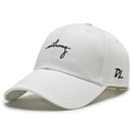 Gorra de béisbol de algodón blanco con bordado 'nothing' negro y logotipo lateral DL - Ajustable / Blanco