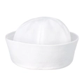 Detail shot of a white sailor hat featuring reinforced stitching on the brim with a canvas texture - Plain Style