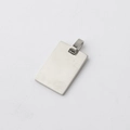 Close-up of polished stainless steel rectangular pendant with glossy mirror finish surface - 15*22mm / Steel