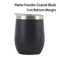 Matte black stainless steel 12oz wine tumbler with a 1cm metal rim and clear lid - 12oz / Spray Black With Silver Edge