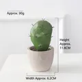 Artificial mini cactus succulent in grey cement pot, height 11.8cm for home decor - Cactus-18919