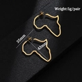 Macro shot of gold Africa map outline earrings with size and weight measurements - Height 43mm / Gold