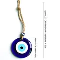 Blue Turkish evil eye glass hanging ornament with jute rope for wall decor, 10cm diameter - 10CM Large Pendant