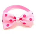 Pink polka dot pet bowtie collar with adjustable buckle on a clean white background - Pink Rose Dots