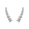 Silver 925 crawler earrings with 6 graduated round cubic zirconia stones in silver finish - EQE04-Silver Curved Row