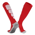 Calzettoni da calcio rossi con design bianco e suola antiscivolo con grip in silicone - Adulto (Taglia 38-44) / Rosso