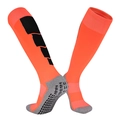 Orangefarbene lange Fußballsocken mit schwarzen Mustern und Anti-Rutsch-Sohle - Erwachsene (38-44) / Orange