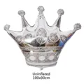 Uninflated large silver crown foil balloon 100x90cm with glitter dot texture for parties - Large Silver Crown
