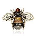 Vista detallada de un broche de abeja dorado con diamantes de imitación coloridos - Abeja de diamantes de imitación multicolores (BC17Y043M4-1)