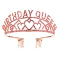 Corona Birthday Queen in oro rosa con strass rosa e design a forma di cuore - Corona / QUEEN Oro Rosa Strass Rosa