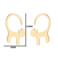 Minimalist gold cat silhouette stud earrings in stainless steel, size 14mm by 8mm - Curved Tail Cat / Gold