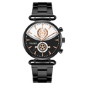 Orologio YOLAKO da donna in acciaio inossidabile nero con indici color oro rosa - Nero Lancette Oro Rosa Cinturino Nero