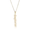 Vertical gold Sagittarius pendant necklace in Gothic font on a stainless steel chain - Gold Sagittarius
