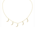 Golden necklace featuring five colorful crescent moon pendants with cubic zirconia - Colorful Moon Style (XL00098)