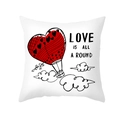 Fodera per cuscino bianca San Valentino con palloncino a cuore e scritta Love is all around - 45x45 cm / LOVE IS ALL AROUND Bianco (DRD325-15)