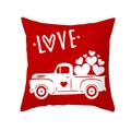 Red Valentine pillowcase with LOVE text and heart truck design for home decor - 18x18 Inch / Red Heart Truck (DRD325-4)