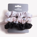 Set de 3 coleteros de satén en negro, gris y estampado floral en cartón expositor - Juego de 3 Flores 3306 (Gris Plateado/Beige Floral/Negro)