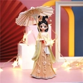 Ancient style figurine of beauty in yellow Hanfu holding a paper umbrella as night light - Large Orange Skirt with Umbrella (8B)