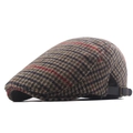 Béret rétro à carreaux pour hommes avec sangle de réglage en cuir et boucle en métal - Réglable / Bleu clair