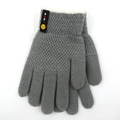 Guanti lavorati a maglia grigi per bambini con bordo in pelliccia bianca e patch smiley - 6-10 Anni / Grigio chiaro
