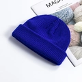 Fashionable royal blue ribbed knit beanie hat in minimalist skullcap style for winter - One Size / Royal Blue