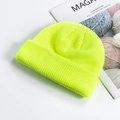 Neon yellow ribbed knit docker hat with stylish cuffed brim for a trendy look - One Size / Fluorescent Yellow