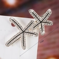 Detail of a 7cm starfish hair clip with white rhinestones and gold metal base - S192-4 Rhinestone Starfish Hair Clip
