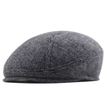 Klassieke grijze visgraat platte pet voor heren van hoogwaardige tweed wol met vintage stijl - Broken Wit