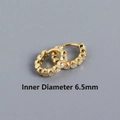Gold plated S925 silver huggie earrings with round cubic zirconia, 6.5mm inner diameter - 6.5mm Golden Color White Zircon