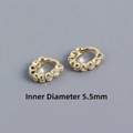 Vergoldete S925 Silber Ohrmanschetten mit Zirkonia Einlage und 5,5 mm Innendurchmesser - 5.5mm Goldfarbe Weißer Zirkonia