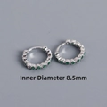 S925 sterling silver hoop earrings with green zircon pave and 8.5mm inner diameter - 8.5mm Platinum Color Green Zircon