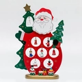 Christmas wooden table ornament featuring Santa Claus, a tree, and a small festive train - Large Red Santa